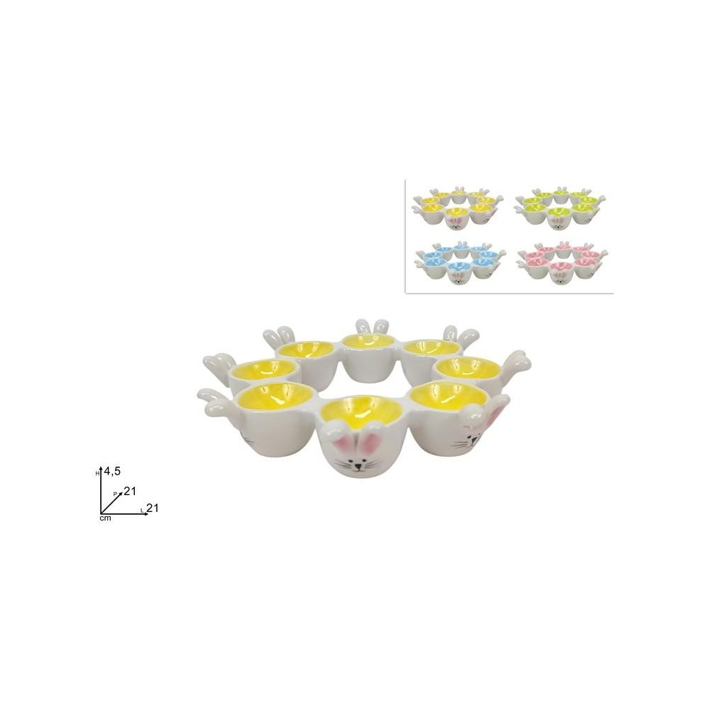 PORTAUOVA VISO CONIGLIO 8 POSTI CERAMICA 4COL